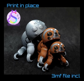 sally sloth toy print place pip supports assembly keychain sassiepal sassie pal animal flexi articulating 3mf mamal cute 3d print model - Mito3D