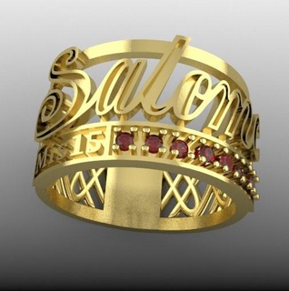 salomé nombre anillo 3d modelo anillo nombre salomé oro 18k joya 3d diseño 3d print model - Mito3D