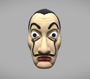 Salvador dal máscara dinero atraco robo Dalí casa papel lacasadepapel netflix película programa televisión serie arte fan Dali divertido obj Arte ar 3d print model - Mito3D