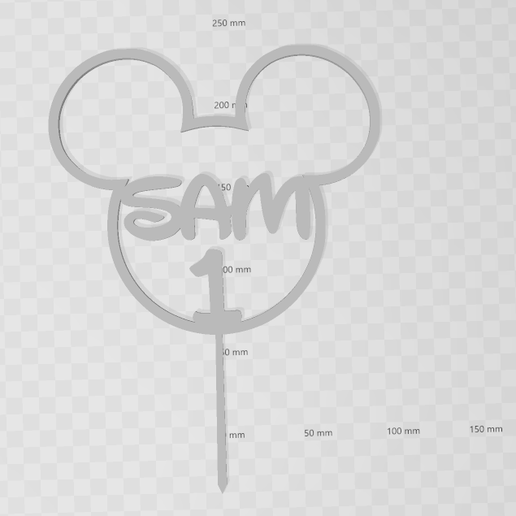 sam 1 cake topper mickey mouse birthday congratulations year 3D print model - Mito3D