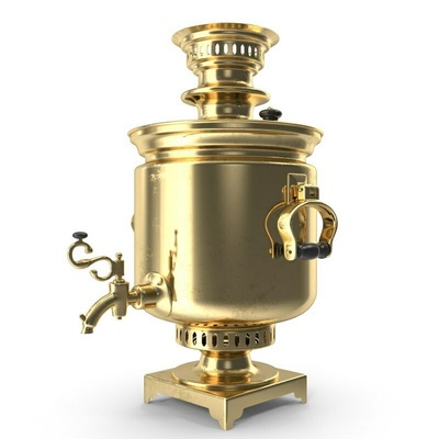 semaver 3d model ısıtıcı su ısıtıcısı vapur buhar altın rusça ateş çay makinesi kazan çaydanlık 3d print model - Mito3D