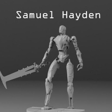 samuel hayden doom eternal art slayer figure statue robot 3d print model - Mito3D