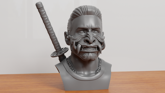 Samurai Katana Maske Cosplay druckbar Hobby DIY oni Dämon Japan 3d print model - Mito3D
