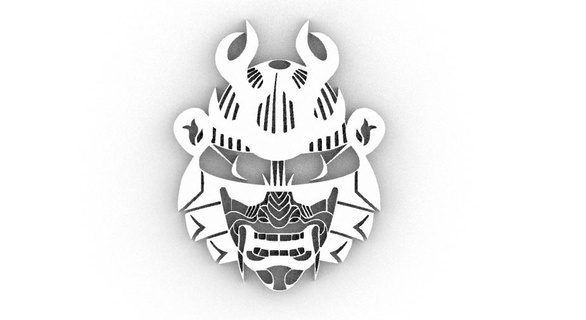 samurai mask decoration decor 2d interior design art nerd keychain emblem pendant logo accessory samuraimask warrior japan soldier drawing 3d print model - Mito3D
