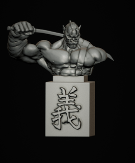 samuray ork büst ork Warcraft samuray rpg Japonya adalet büst 3d print model - Mito3D