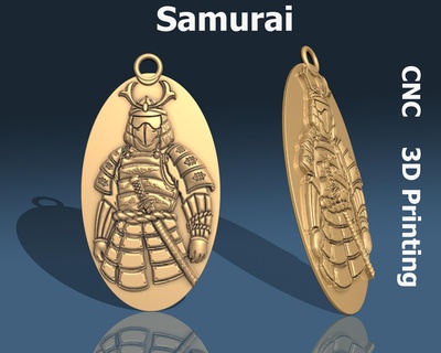samurai pendant jewelry printable gold silver 3dsmax artist prototype stl necklace louts ancient men griffin pendants necklaces warrior man strong 3d print model - Mito3D