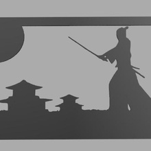 samurai stencil decoration japan martial art wall 3d print model - Mito3D