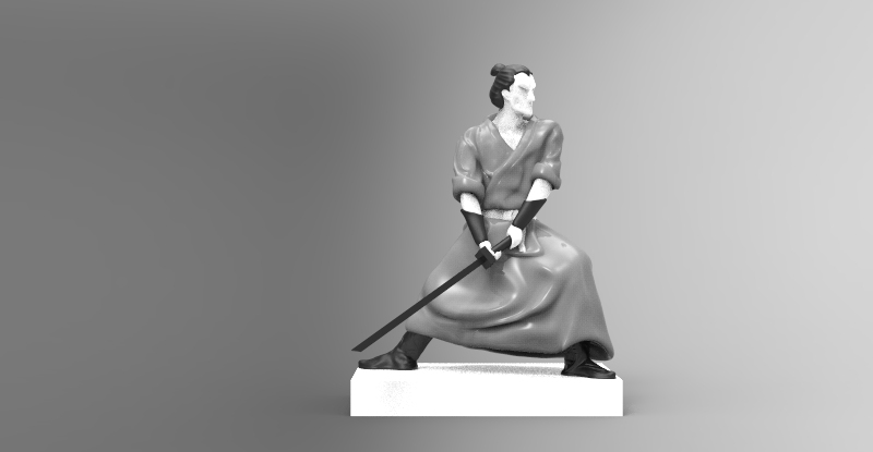 samurai swordsman warrior sculpture sword death combat gadget oriental kimono decoration 3D print model - Mito3D