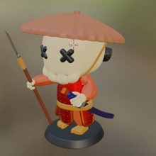 Samurai Spielzeug Zahl Animation Serie Miniatur Modell Kunst zeichnen Skelett Schädel Krieger Japan Ninja 3d print model - Mito3D
