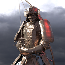 samurai guerriero dalla mano squillare ispirato 3d print model - Mito3D