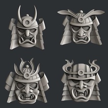 samuray mask relief art vcarve aspire artcam magic bones printer 3dmodels skull samurai 3d print model - Mito3D