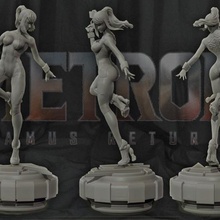 samus aran metroid 3d impresión figurilla sega nintendo retro juegos ciencia ficción sexy mujer estatua figura vídeo juego personaje niña principal tekken calle 3d print model - Mito3D