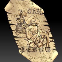 san pedro cráneo barco pirata cnc art frame 3d print model - Mito3D