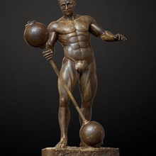 sandow statue olympia bodybuilding winner gift 3d print model sculpture eugen athlete fitness for bodybuilder decor figure gym strong athletic body muscular barbell weight 3d print model - Mito3D