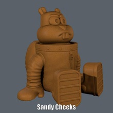 sandy cheeks easy print no support art model figures luifer sculpture spongebob supportless 3d print model - Mito3D