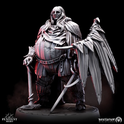 sanguine duque game bestiarum miniatures grimdark dark fantasy horror 5e wargaming rpg 32mm vampires undead death character leader platemail duke dhampir noble mask 3d print model - Mito3D