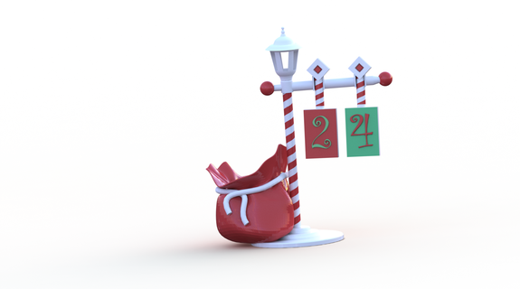 Santa's Weihnachten Calebndar 3d druckbar Zuhause Haus Santa Kalender Modell Drucken festlich Straße Lampe Countdown Tasche Urlaub Feier 3d print model - Mito3D