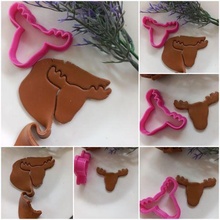 santa's reindeer head- outline cutter art christmas decorations cookie cutters clay craft 3d print model - Mito3D