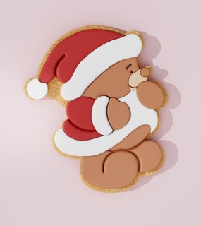santa bear cookiecutter cookie cutters christmas cutter designs baking tools pastry sugarpaste custom diy seasonal new year event claus 3d print model - Mito3D