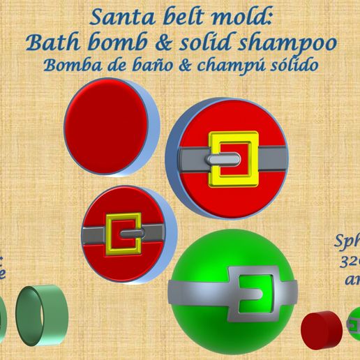santa belt mold bath bomb solid shampoo bomba ba champ lido molds mould press spherical christmas 3D print model - Mito3D