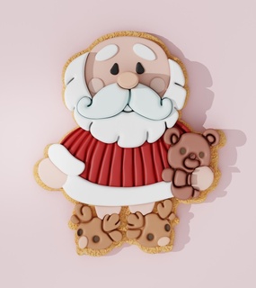 santa claus bear cookiecutter cookie cutters christmas cutter designs baking tools pastry sugarpaste custom diy seasonal new year event 3d print model - Mito3D