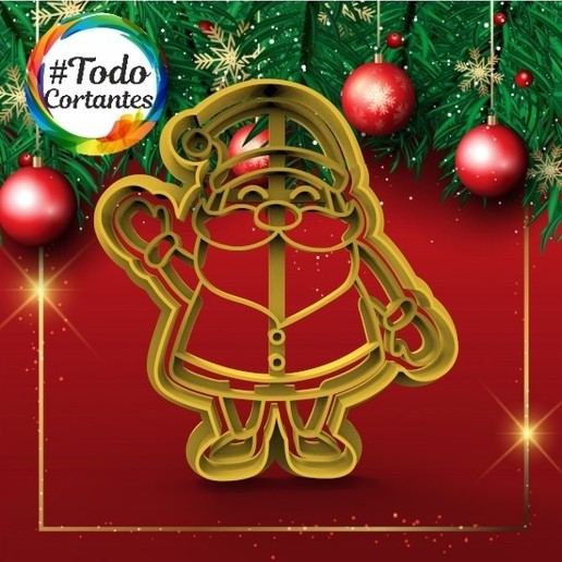 Papa Noel claus Navidad cortador Felicidades fiestas contento Días festivos 2021 año agudo afilado Galleta masa masas pastel tortas magdalenas bricolaje diy 3d cortadores panadería porcelana cerámica 3D print model - Mito3D