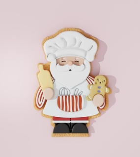 santa claus cook cookiecutter cookie cutters 2024 christmas cutter designs baking tools pastry sugarpaste custom diy seasonal new year event 3d print model - Mito3D