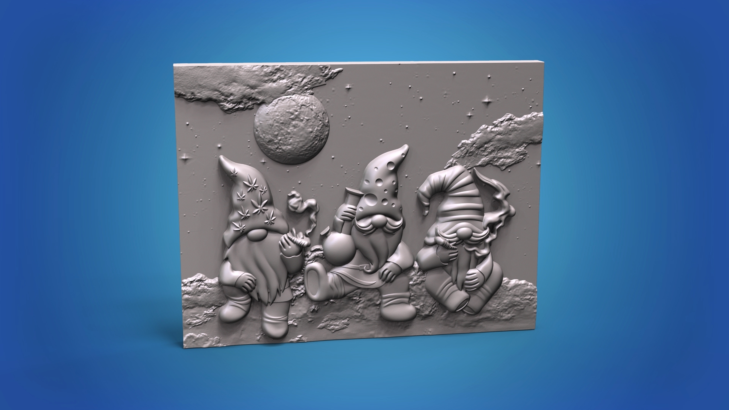 Papa Noel claus estrella cielo Navidad panno 3d stl Cristo cuadro cnc espejo gratis contento año alivio Luna impresión 3D print model - Mito3D