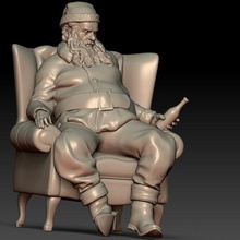 Papa Noel claus cansado Bebiendo santo claustro hombre gracioso humano zbrush 3d print model - Mito3D