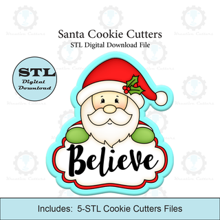 santa cookie cutter personalized text box stl file Home cutters christmas 3d print model - Mito3D