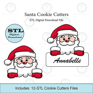 santa cookie cutter set stl file cutters christmas 3d print model - Mito3D