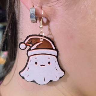 santa ghost earrings - commercial license Jewelry hueforge necklace jewelry christmas creepy cute 3d print model - Mito3D
