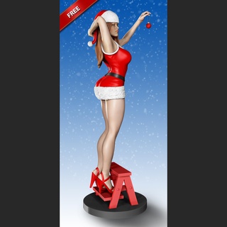 santa girl 3d print model free female woman claus christmas holydays gift character human fashion beauty clothing body head anatomy celebration miniatures figurines statue 3d print model - Mito3D