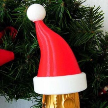 santa hat - christmas decoration fits onto top bottle bubbly home kitchen dining wine seasonal season claus host hospitality holiday fun festive drinks display dinner decorative champagne cap 3d print model - Mito3D