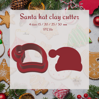 Père Noël chapeau argile coupeur polymère boucle d'oreille vacances hiver coupeurs mas biscuit arbre cuisinier pain d'épice sucre d'orge 3d print model - Mito3D