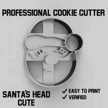 santa head cute cookie cutter cookiecutter food christmas xmas 3d print model - Mito3D