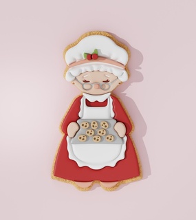 santa lady cook cookiecutter cookie cutters 2024 christmas cutter designs baking tools pastry sugarpaste custom diy seasonal new year event claus 3d print model - Mito3D