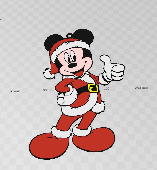 Papa Noel Mickey pared deco panel padre Navidad 3D print model - Mito3D