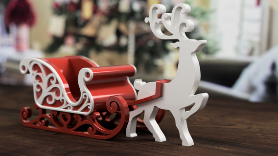 santa sled Home christmas decor table art 3d print model - Mito3D