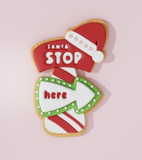santa stop sign cookie cutter cutters christmas designs baking tools pastry sugarpaste custom diy seasonal new year event claus 3d print model - Mito3D