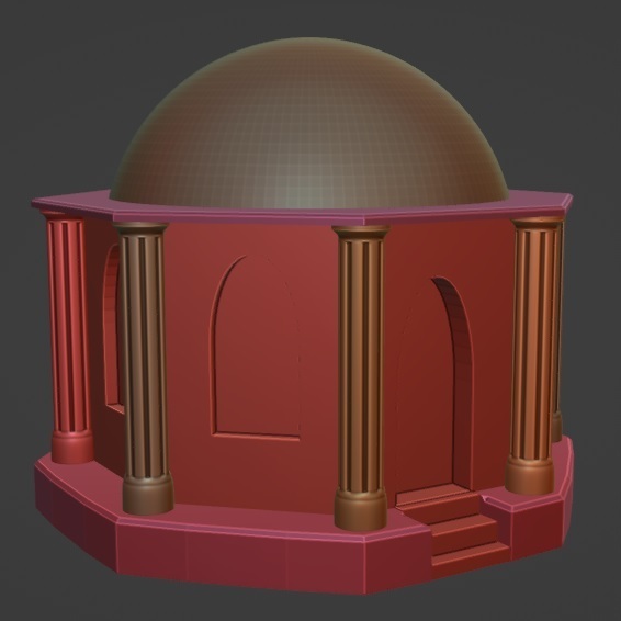 Santorini Stil Tempel Gebäude 3D print model - Mito3D