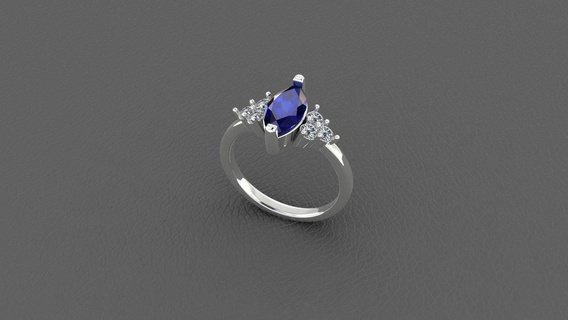 saphir bague marquiz 10x6mm bijoux anneaux 3d print model - Mito3D