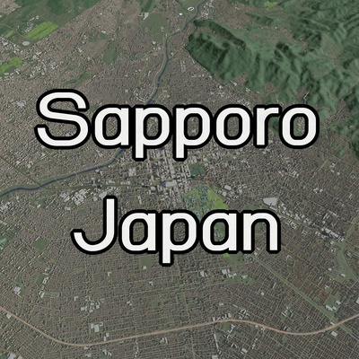 sapporo japon ville urbain architecture carte hokkaido bâtiment voyage colline montagne rue route rivière planification terrain 3d print model - Mito3D