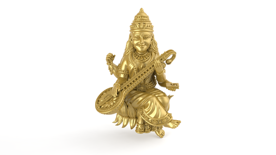 saraswati occhio cad file 3d statua argento oro dea indiano Dio gioielleria 3d print model - Mito3D