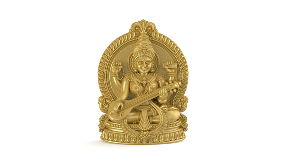 saraswati pendente cad file saraswati 3d file saraswati statua file saraswati pendente 3d print model - Mito3D