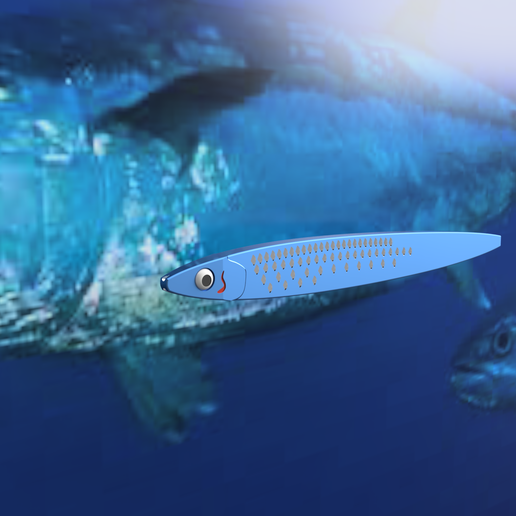 sardine métal gigue 50g leurre pêche filage 3D print model - Mito3D