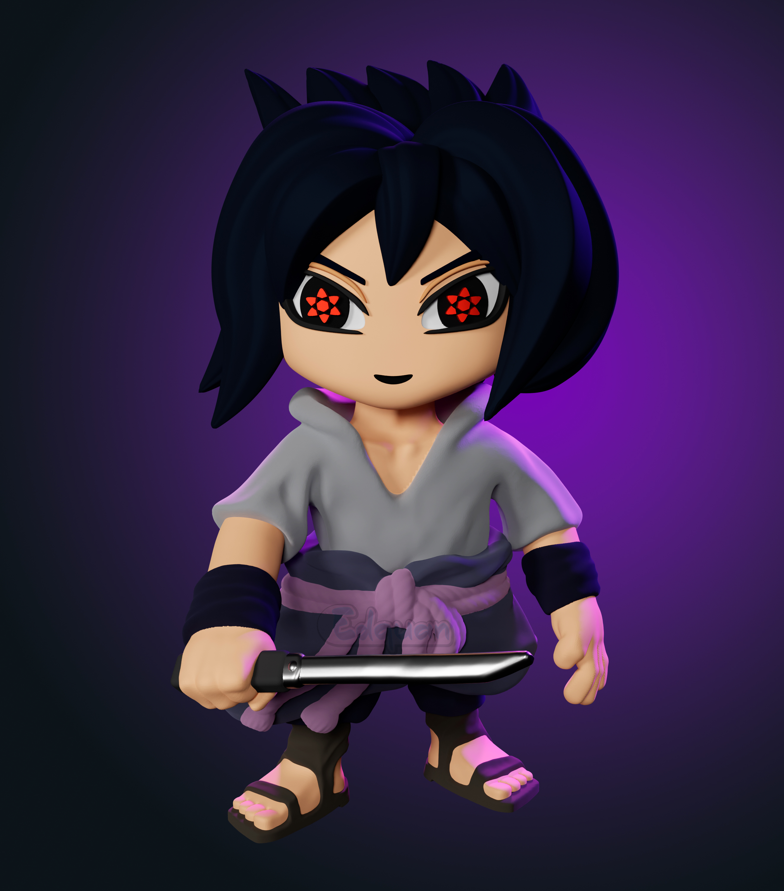 Sasuke chibi v2 uchiha clan kakashi sakura naruto Uzumaki anime manga toon funko lindo edquan coleccionable arte fan 3D print model - Mito3D