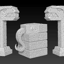 Saurian totemler 01 versiyon oyun kertenkele yüksek melek erkekler heykeller diyorama Maya Aztek arazi Lustria 3d print model - Mito3D
