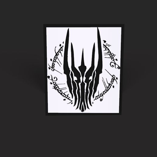 Sauron 3d logotipo silhueta arte Admirador cartas élficas símbolo Projeto modelagem escultura produtos Tolkien Theringsman senhor Anéis filme livro digital3d 3D print model - Mito3D