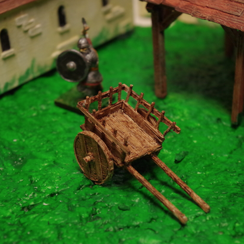 saxon rustic cart game 28mm scale history viking wargaming 3D print model - Mito3D